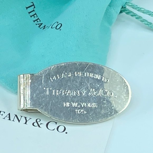 Tiffany & Co. oval Money clip engraved 17.9gm MC1675